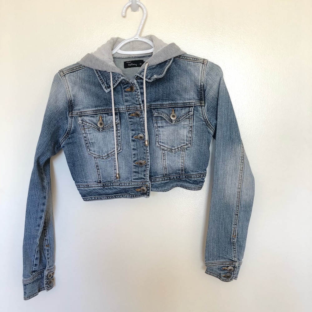 Crop Hooded Denim Jacket S